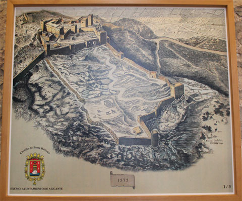 Крепость Санта-Барбара, Аликанте, в 1575 году